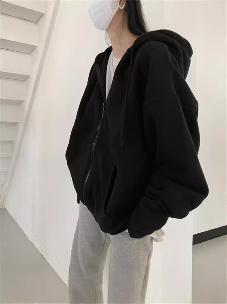 Women's Oversized Zip-Up Hooded Baseball Jacket