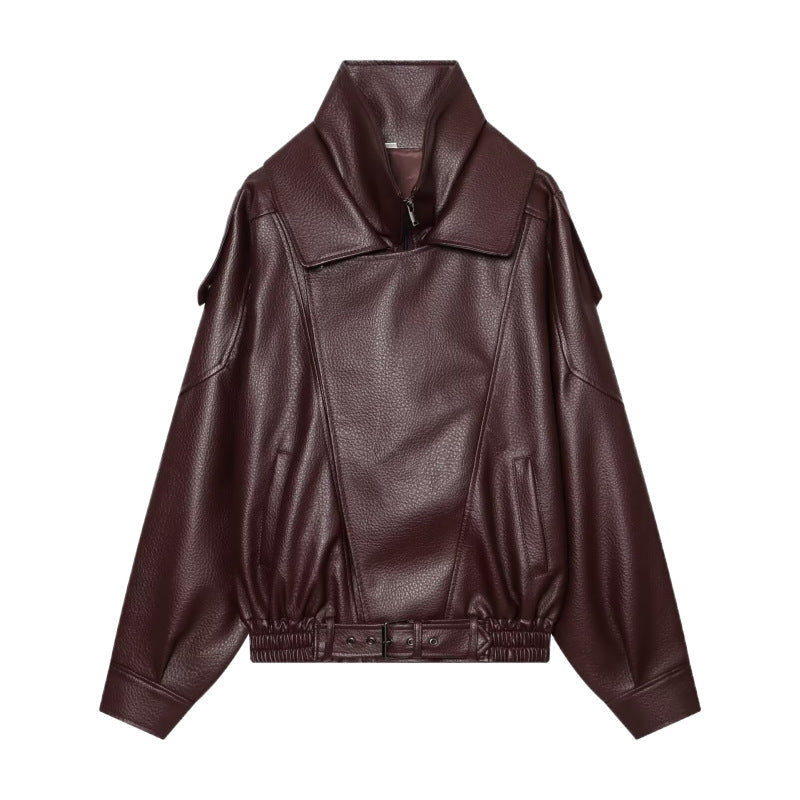 Women's Oversized Faux Leather Biker Jacket