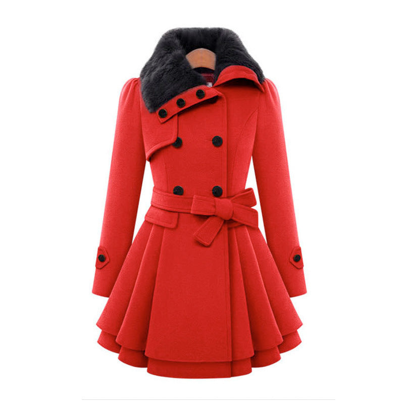Women's Double-Breasted Belted Flare Coat