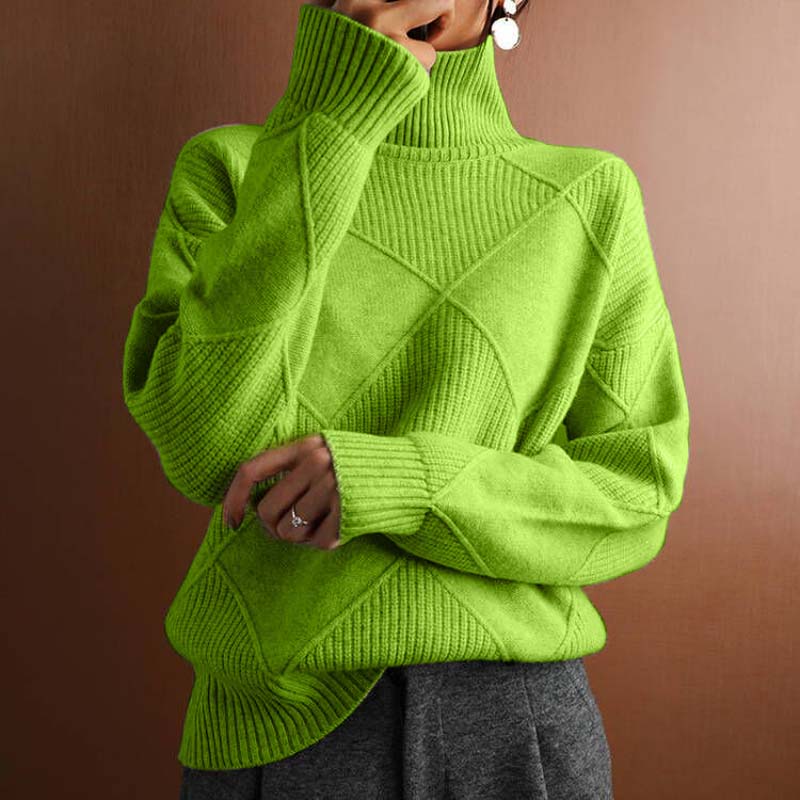Women's Diamond Knit Turtleneck Sweater