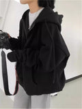 Women's Oversized Zip-Up Hooded Baseball Jacket