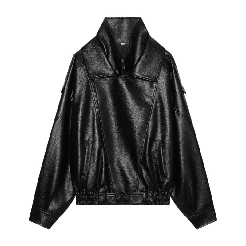 Women's Oversized Faux Leather Biker Jacket