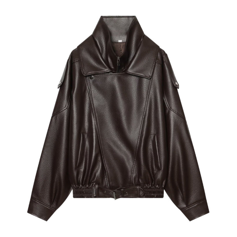 Women's Oversized Faux Leather Biker Jacket