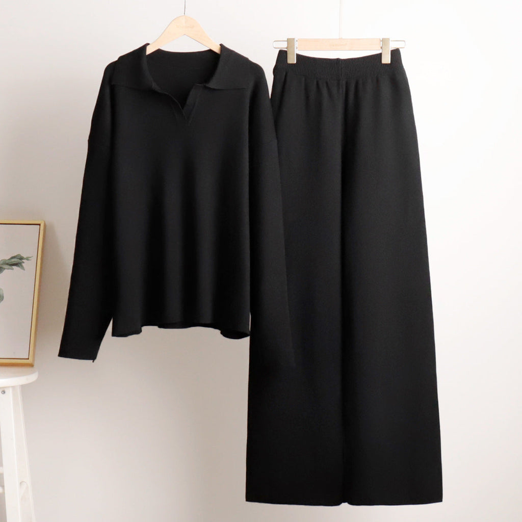 Women's Wide-Leg Pants & Polo Sweater Set