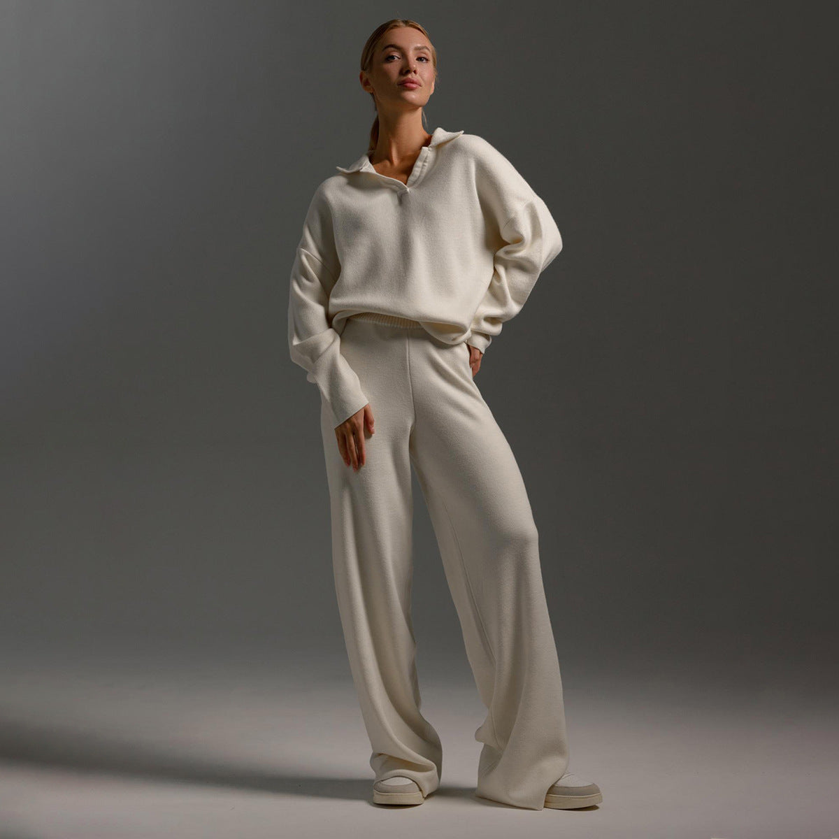 Women's Wide-Leg Pants & Polo Sweater Set