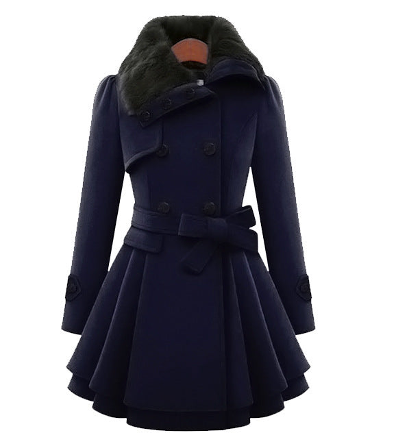Women's Double-Breasted Belted Flare Coat