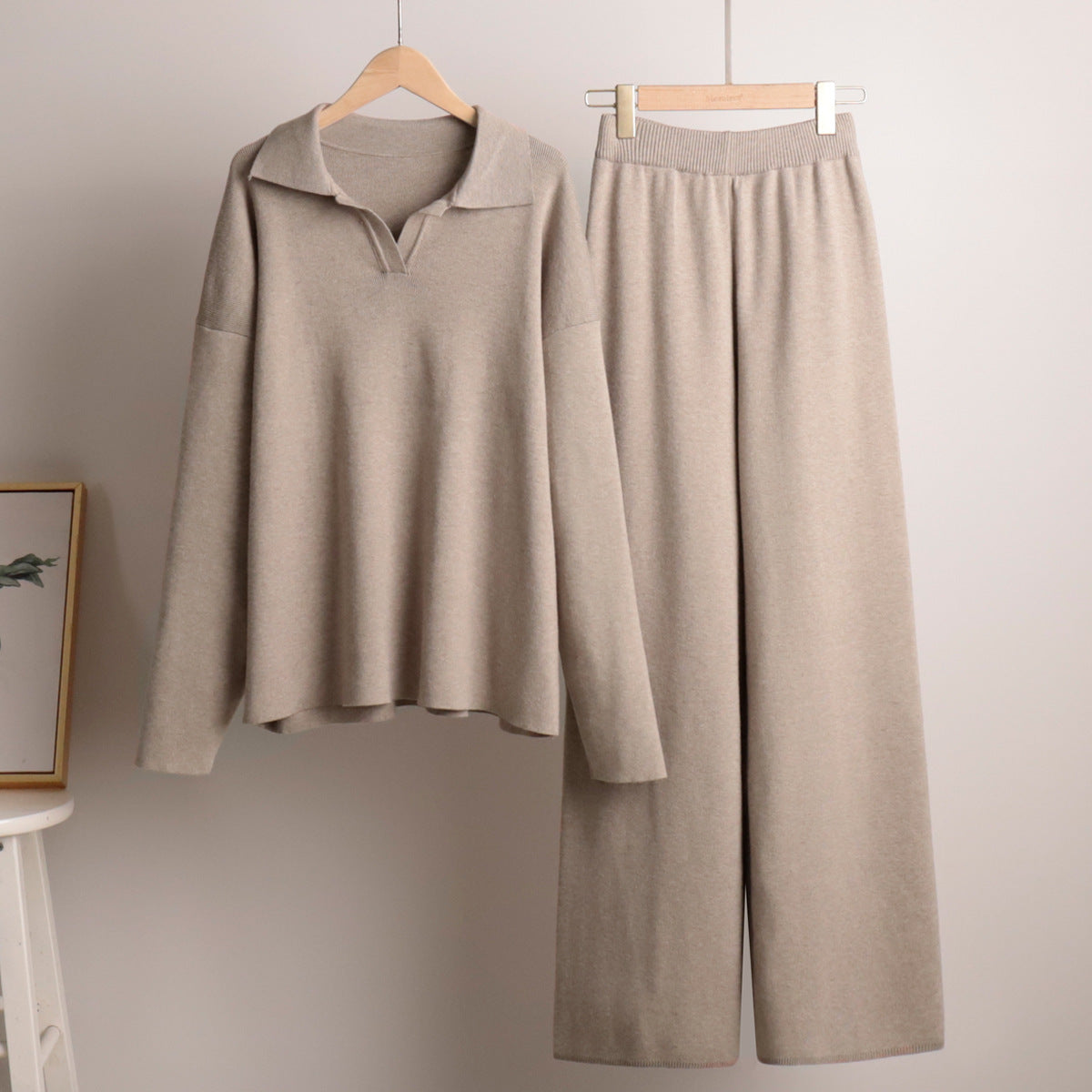 Women's Wide-Leg Pants & Polo Sweater Set