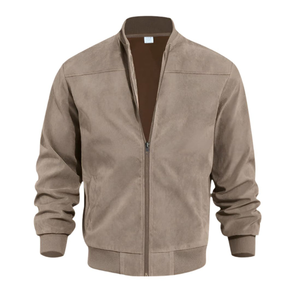 Men's Faux Suede Bomber Jacket