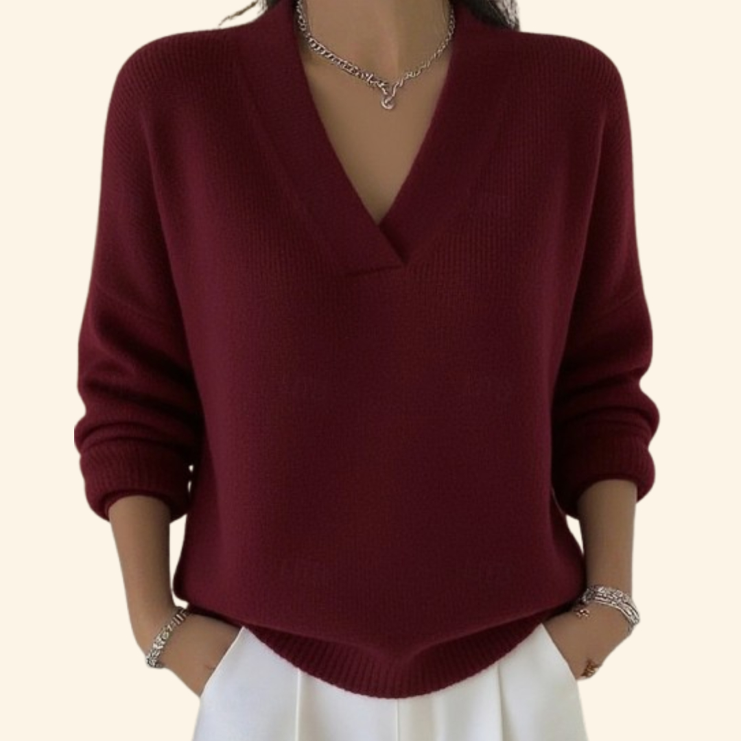 Women's Overlap V-Neck Knit Sweater