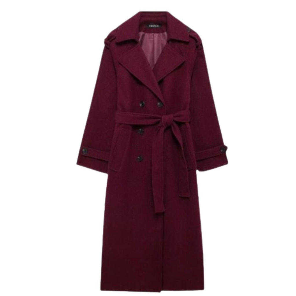 Women's Double-Breasted Long Trench Coat