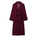 Women's Double-Breasted Long Trench Coat