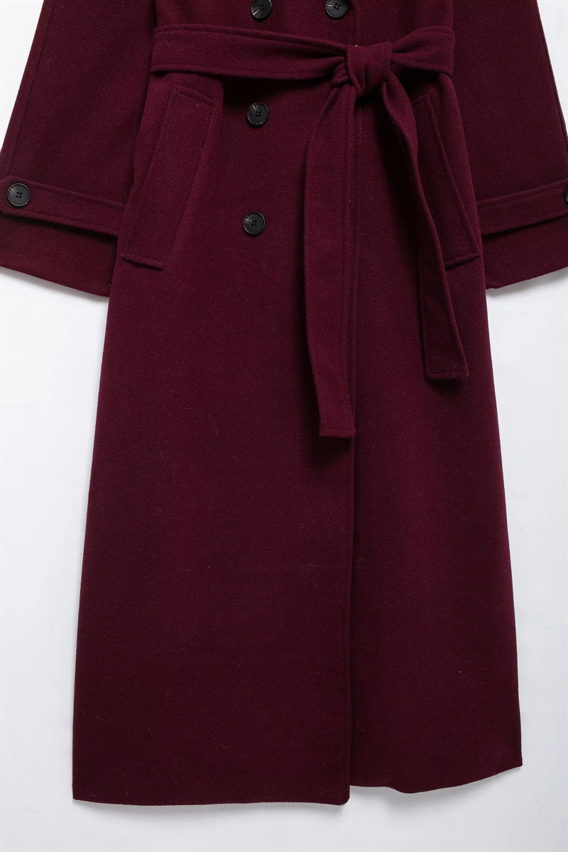 Women's Double-Breasted Long Trench Coat