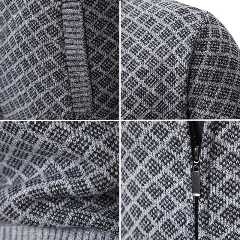 Men's Jacquard Zip-Up Cardigan