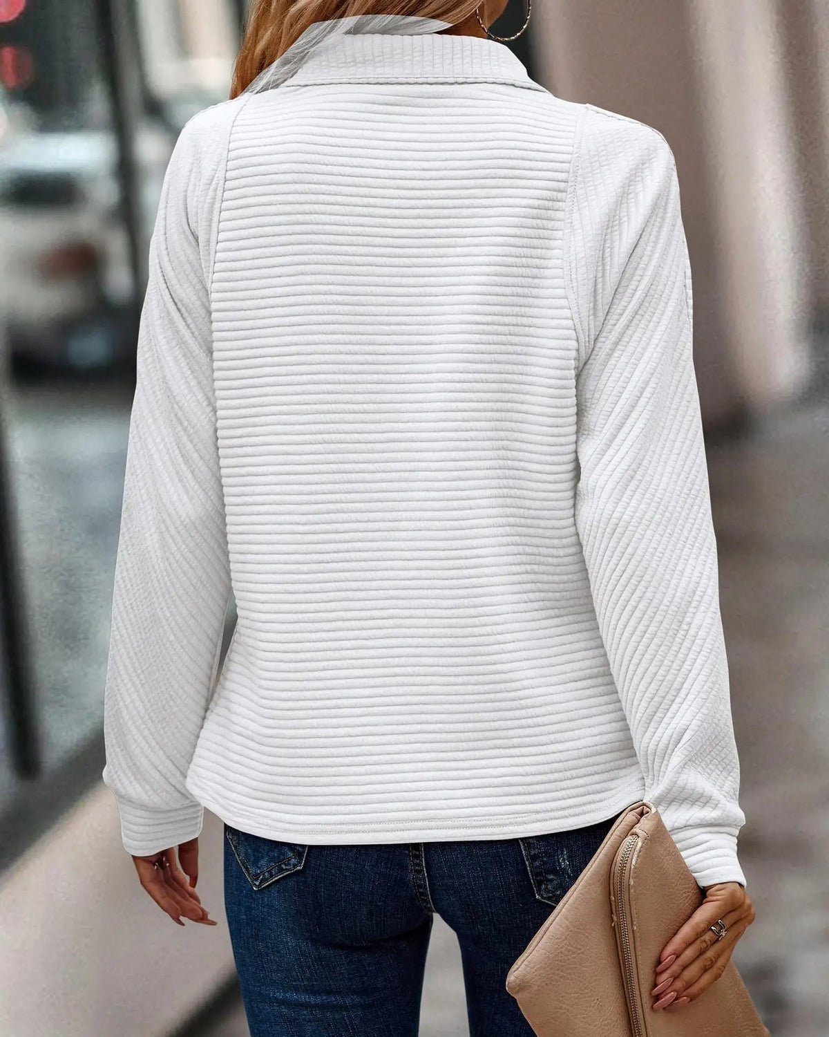 Women's Half-Zip V-Neck Knit Sweater