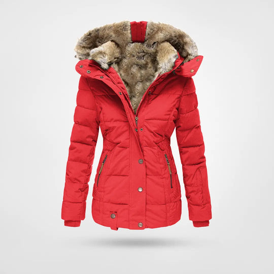 Women's Quilted Winter Parka with Fleece Lining and Hood