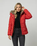 Women's Quilted Winter Parka with Fleece Lining and Hood