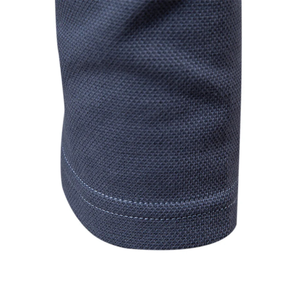 Men's Long-Sleeve Johnny Collar Polo Shirt