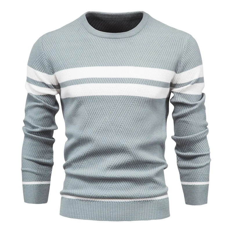 Men's Chevron Knit Striped Crewneck Sweater