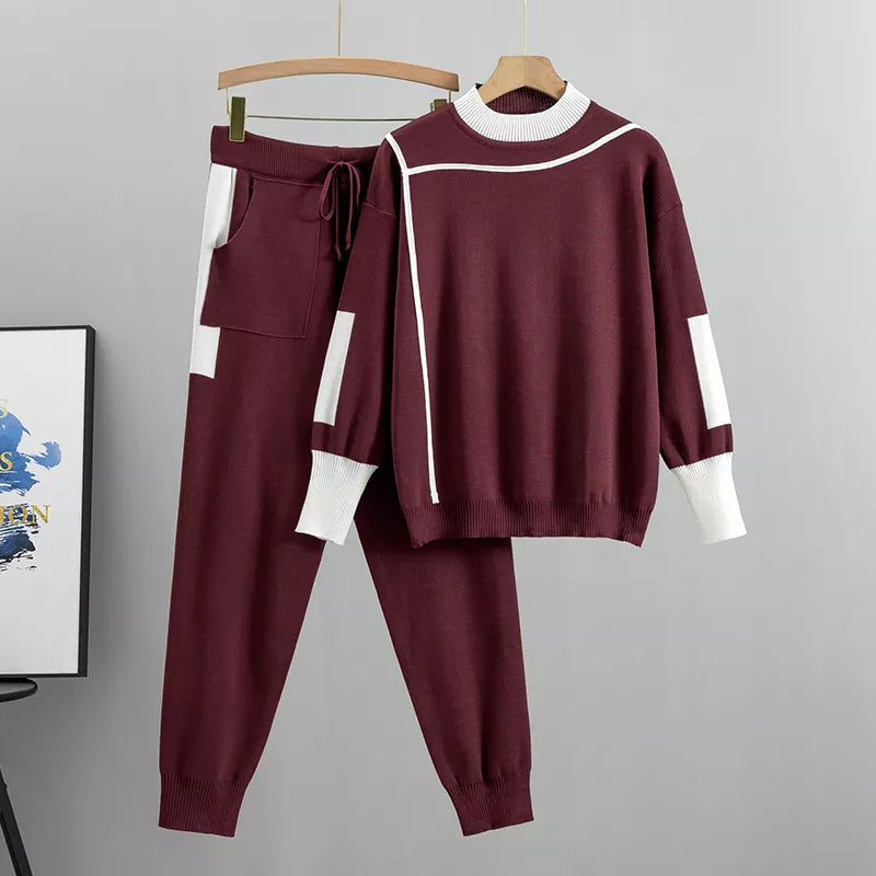Women's Two-Piece Knit Tracksuit Set