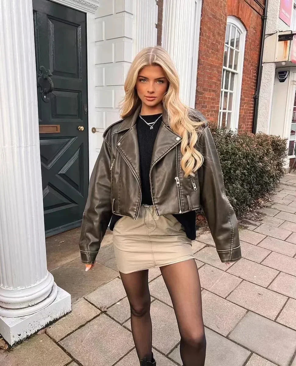 Women's Faux Leather Biker Jacket