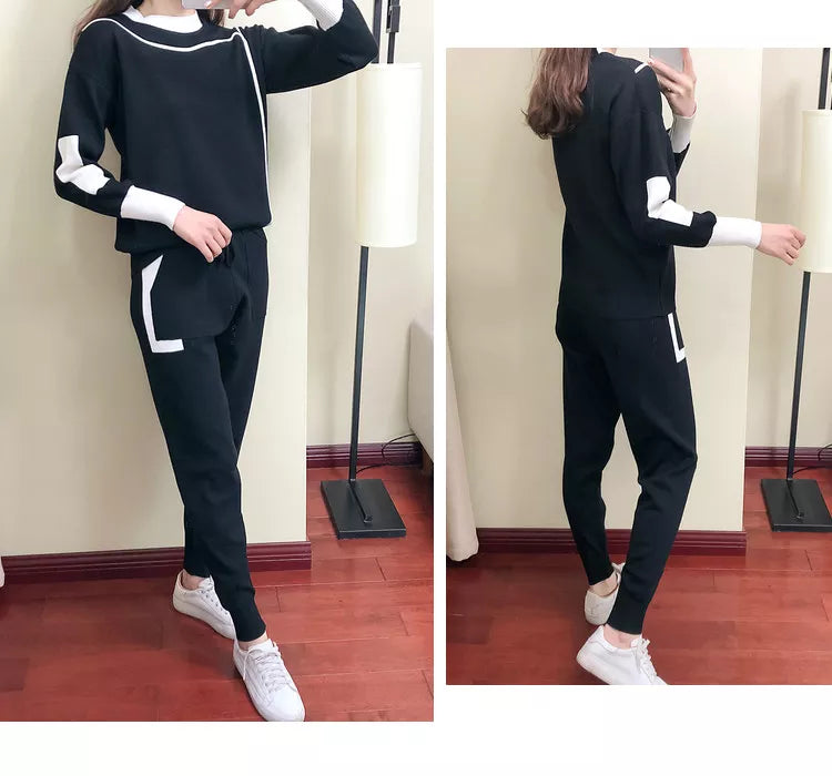 Women's Two-Piece Knit Tracksuit Set