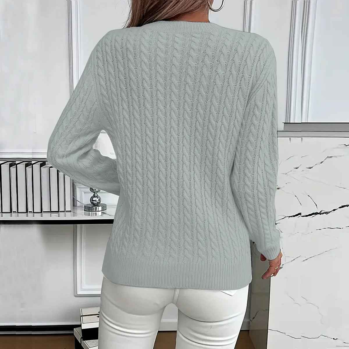 Women's Cable Knit Crewneck Sweater