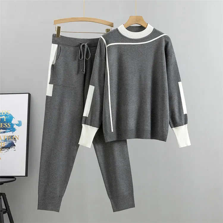 Women's Two-Piece Knit Tracksuit Set