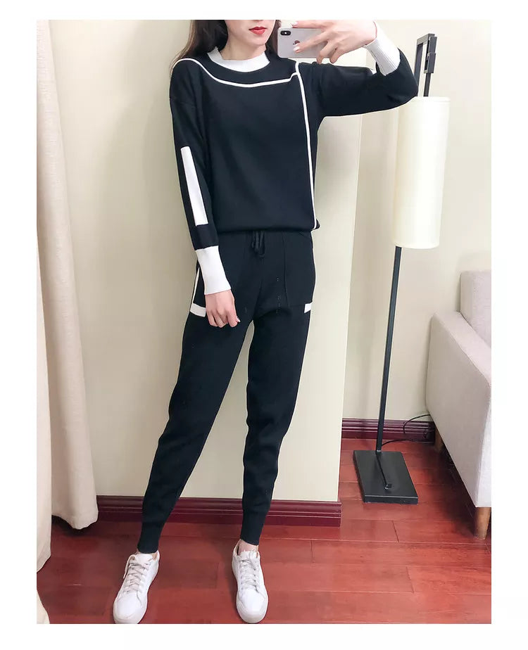 Women's Two-Piece Knit Tracksuit Set