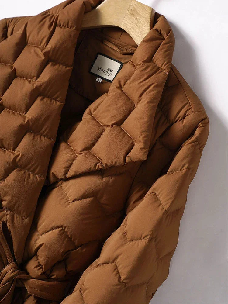 Women's Belted Quilted Puffer Jacket