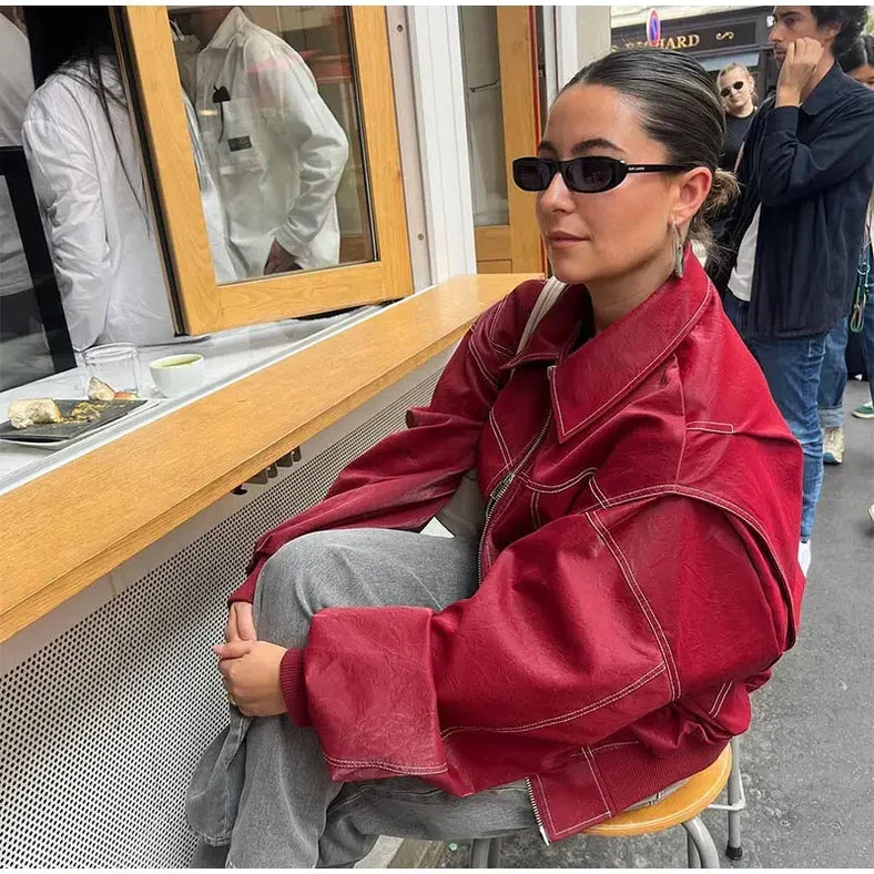 Women's Oversized Contrast Stitch Jacket