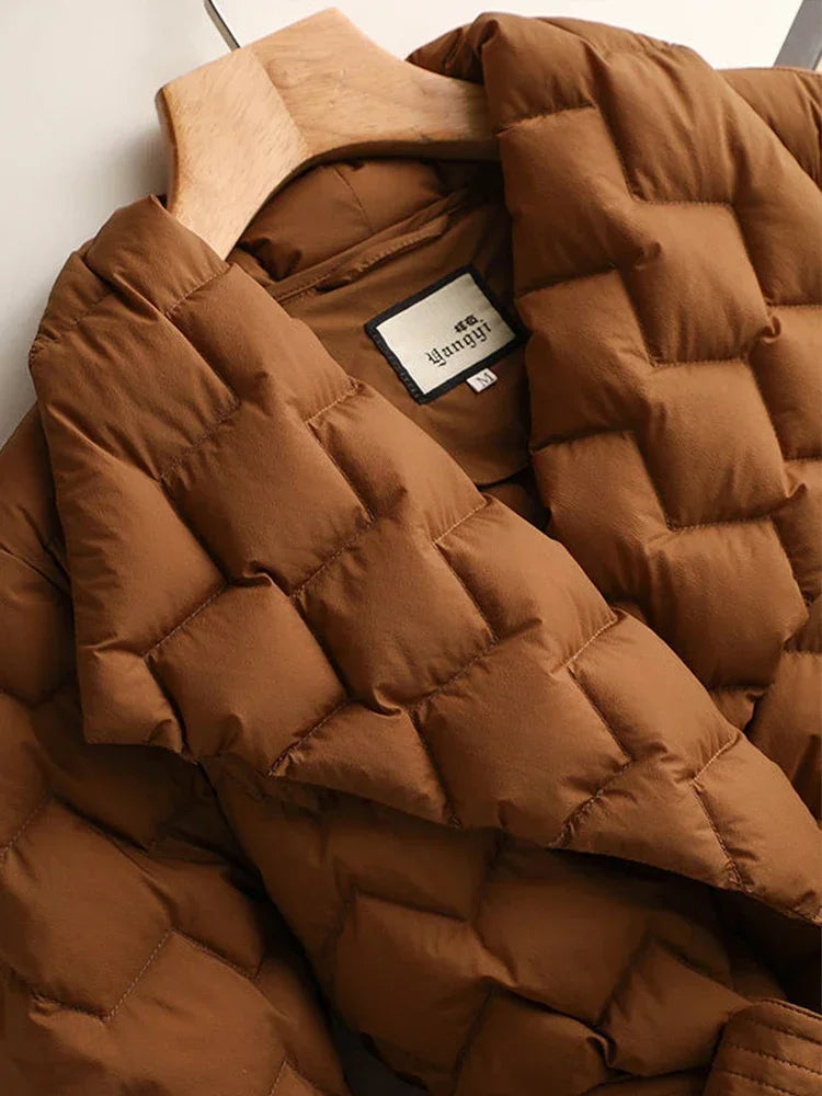 Women's Belted Quilted Puffer Jacket