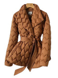 Women's Belted Quilted Puffer Jacket