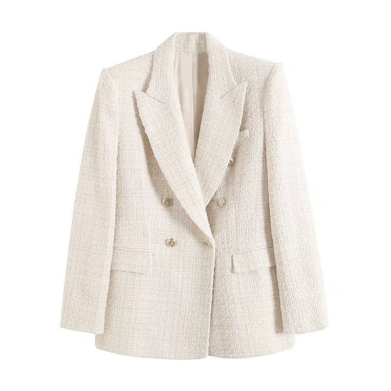 Women's Vintage Tweed Double-Breasted Blazer
