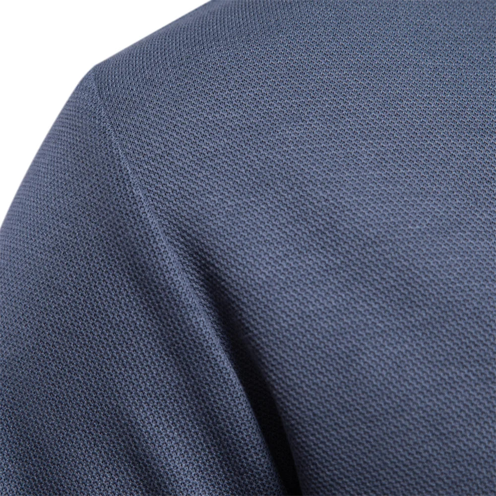 Men's Long-Sleeve Johnny Collar Polo Shirt