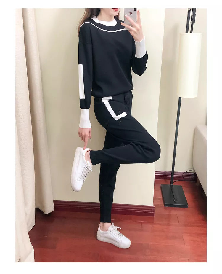 Women's Two-Piece Knit Tracksuit Set