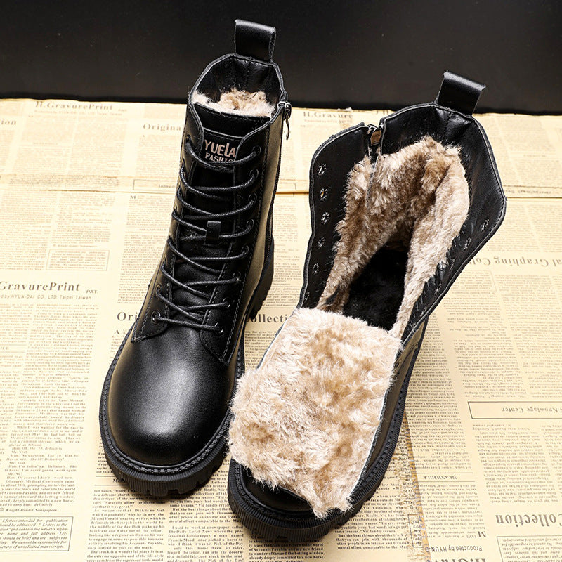 Women's Water-Resistant Leather Fur-Lined Winter Boots