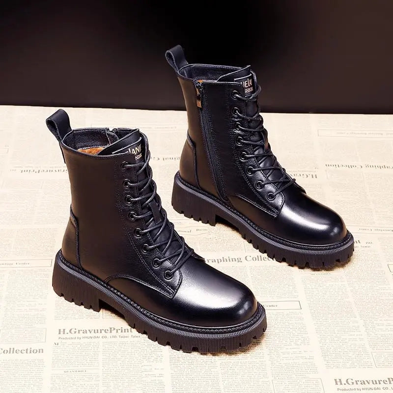 Women's Water-Resistant Leather Fur-Lined Winter Boots