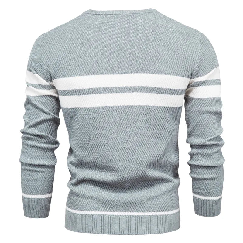 Men's Chevron Knit Striped Crewneck Sweater