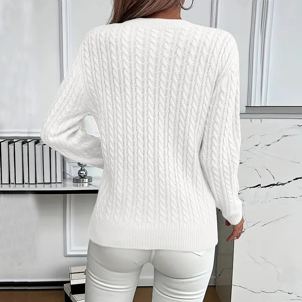 Women's Cable Knit Crewneck Sweater