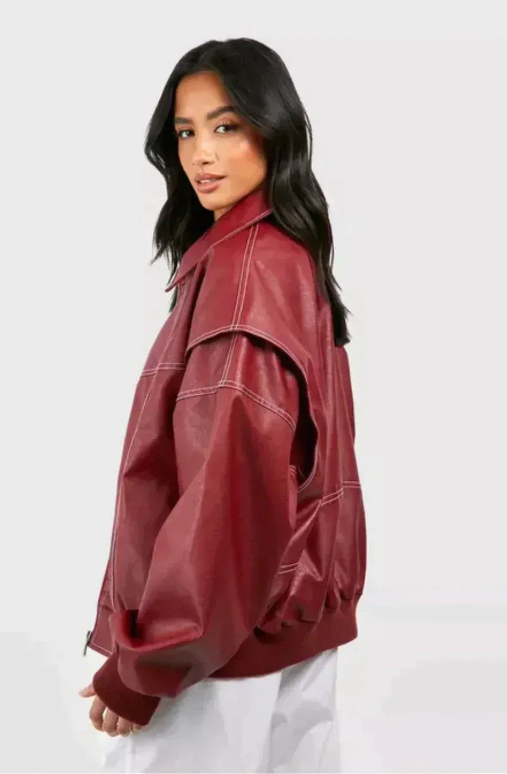Women's Oversized Contrast Stitch Jacket