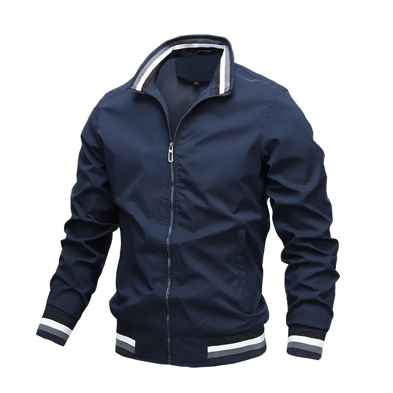 Men's Striped Trim Bomber Jacket