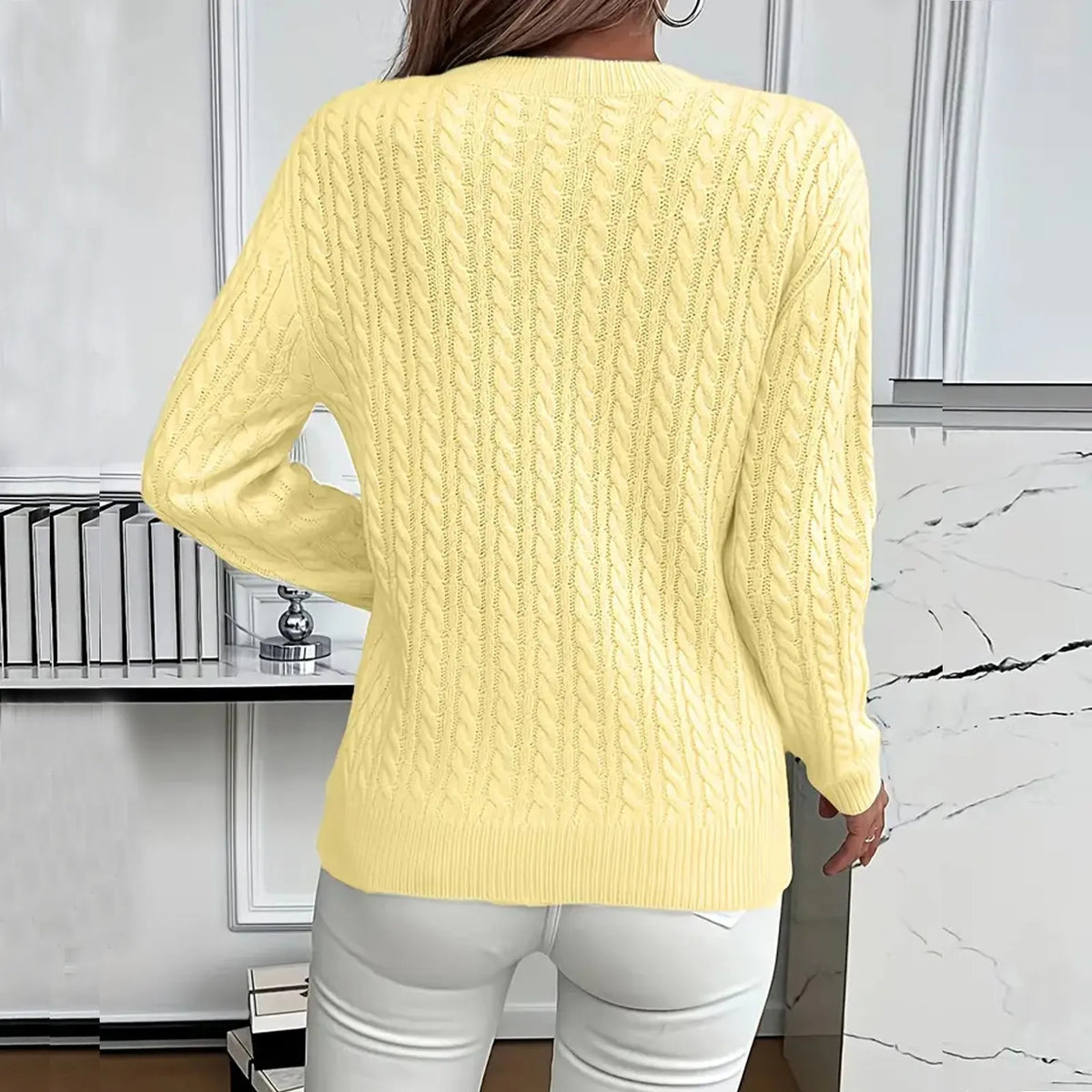 Women's Cable Knit Crewneck Sweater