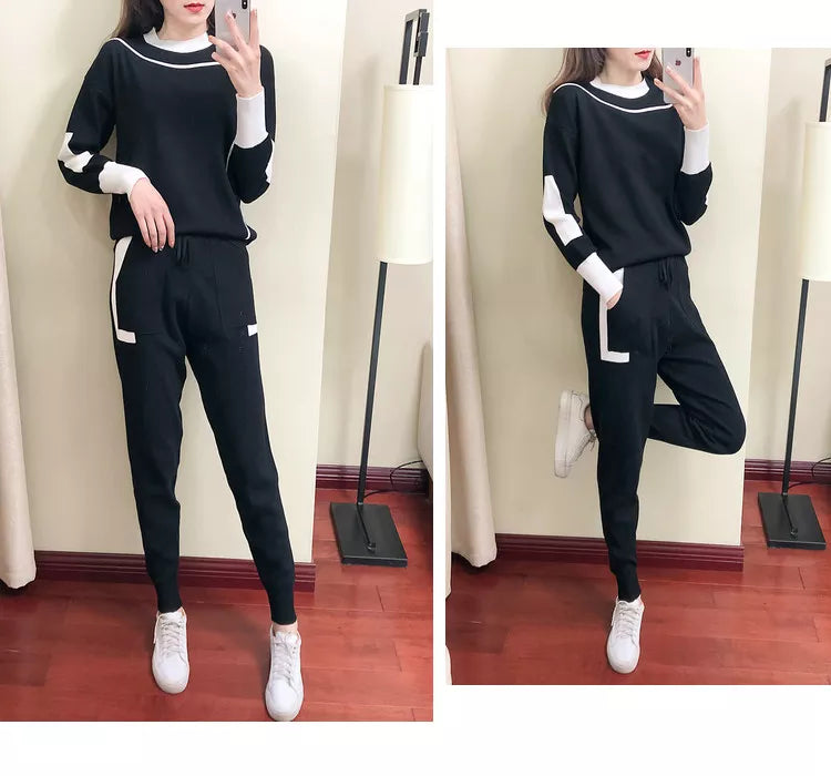 Women's Two-Piece Knit Tracksuit Set
