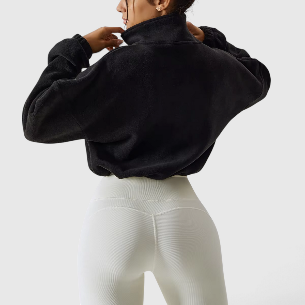 Women's Cropped Zip-Up Fleece Bomber Jacket