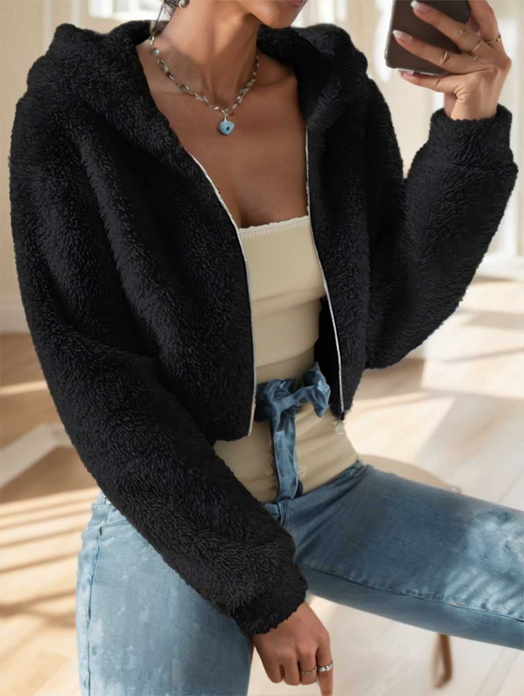 Women's Teddy Fleece Zip-Up Hoodie