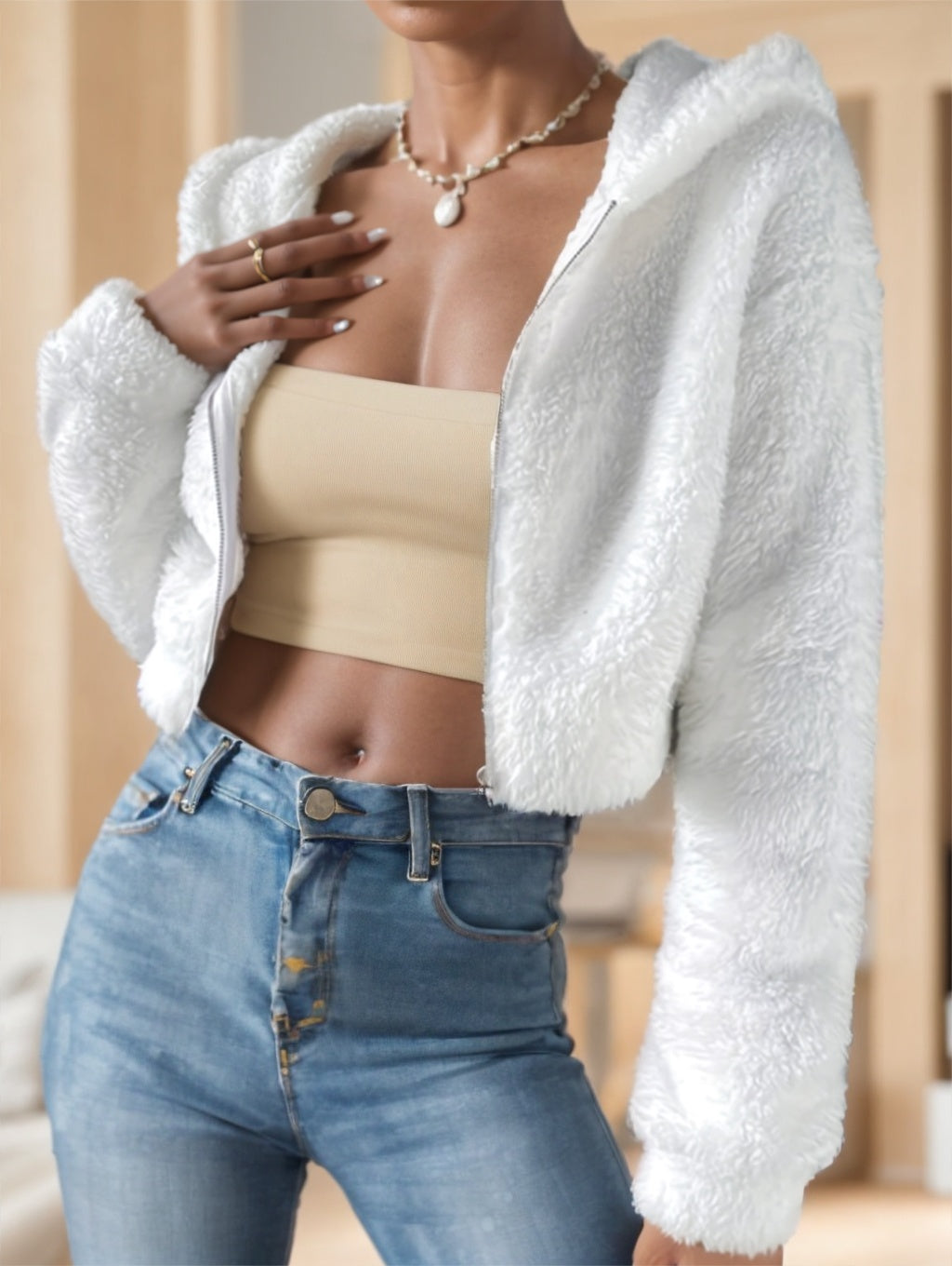 Women's Teddy Fleece Zip-Up Hoodie