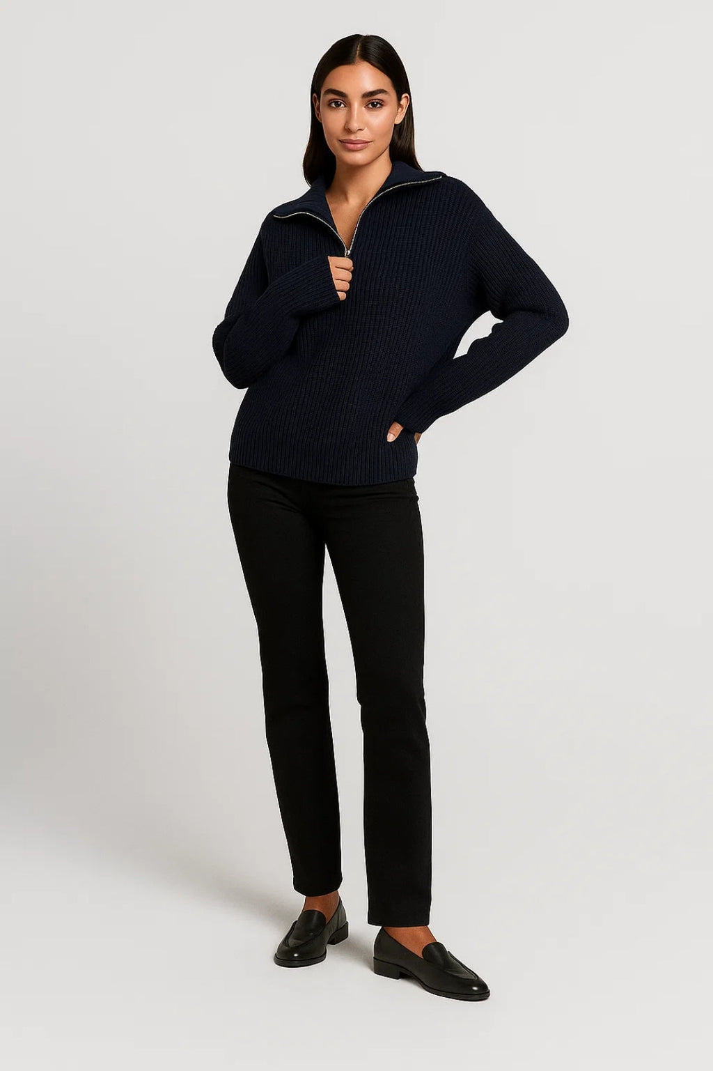 Women's Half-Zip Waffle Knit Sweater