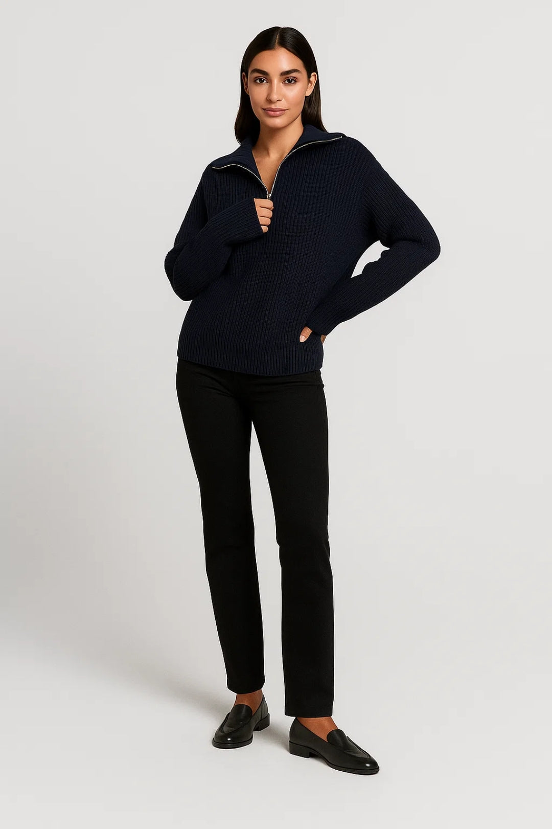 Women's Half-Zip Waffle Knit Sweater