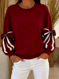 Women's Crewneck Sweatshirt with Bow Sleeves