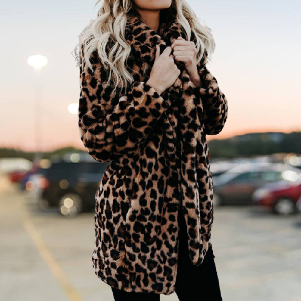 Women's Leopard Print Faux Fur Coat